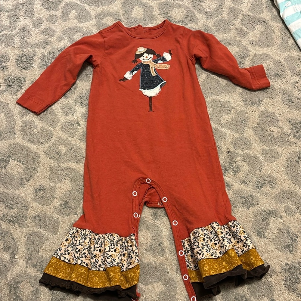 Scarecrow Romper RicRac and Ruffles - Picture 2 of 5